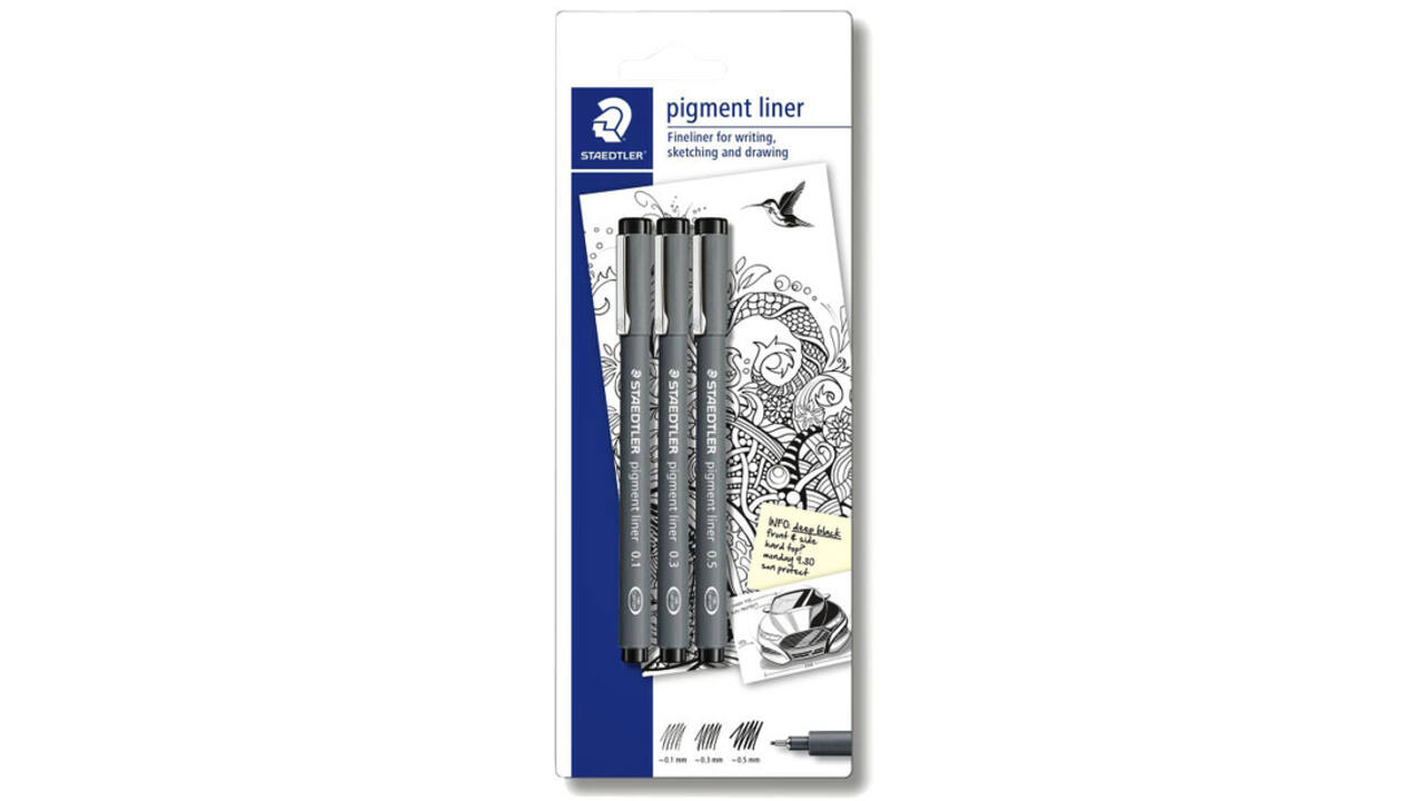 Fineliner Staedtler Pigment 308 blister 3 à lijnbreedten zwart