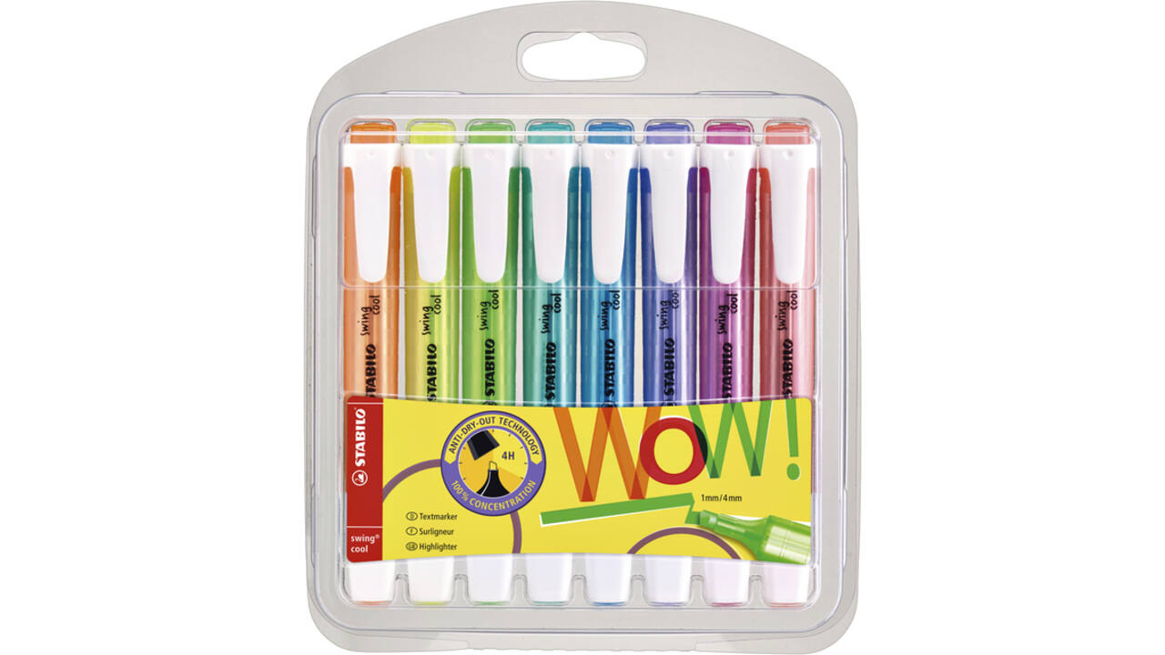 Markeerstift STABILO Swing cool 275/8 Wow assorti etui à 8 stuks