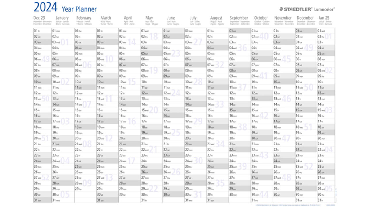 Jaarplanner 2026 Staedtler Lumocolor 84x60cm oprolbaar