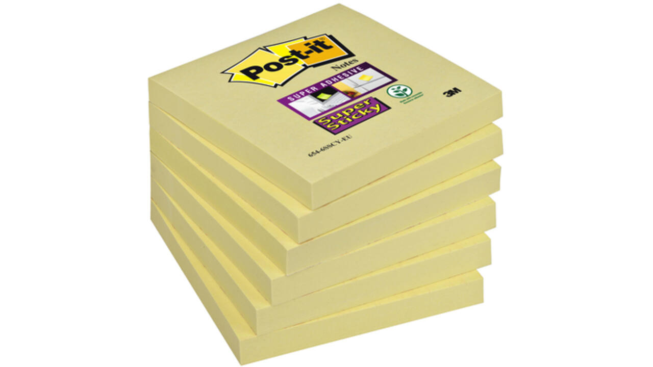 Memoblok Post-it 654 Super Sticky 76x76mm geel