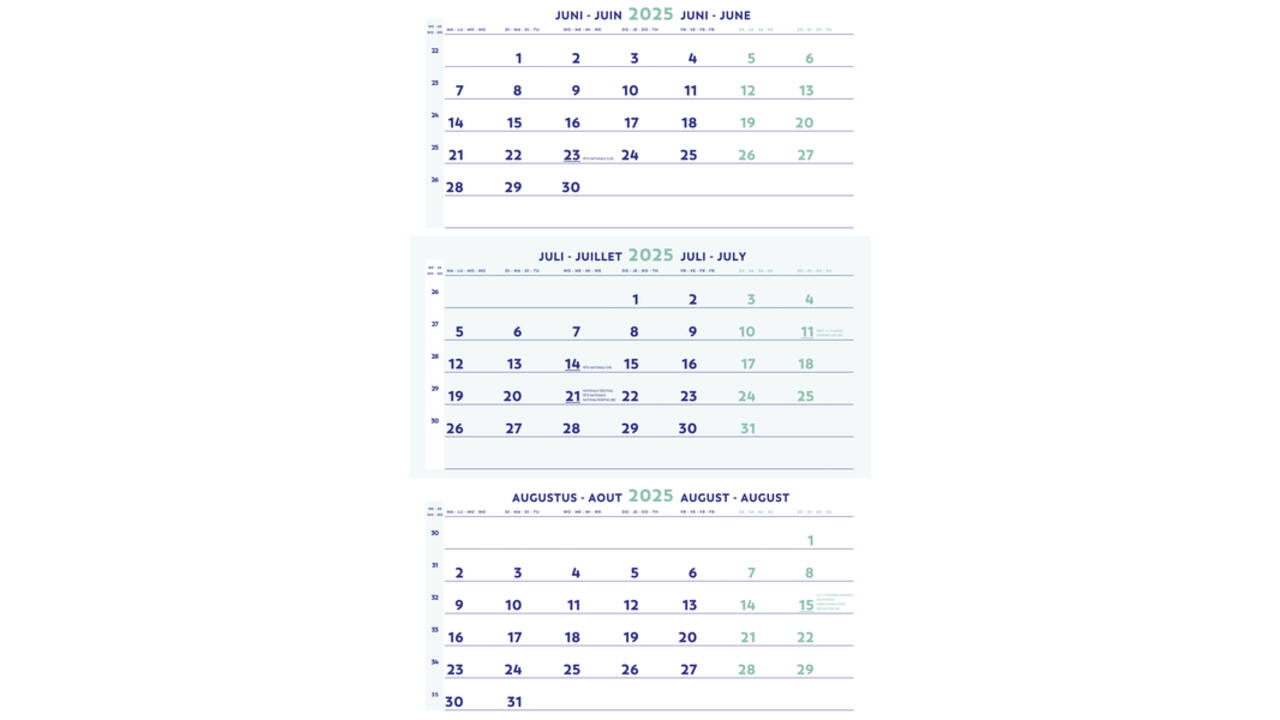 3-Maandkalender 2027 Brepols 30x43cm