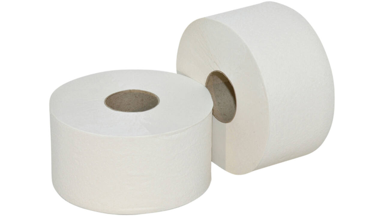 Toiletpapier Euro Products Q5 mini jumbo 2l recycled 180m wit 240218