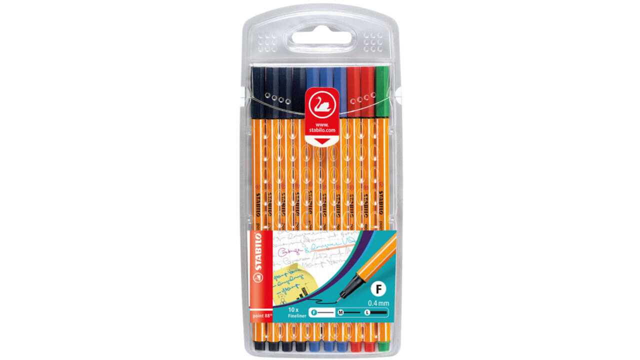 Fineliner STABILO point 88/10 Office fijn assorti etui à 10 stuks