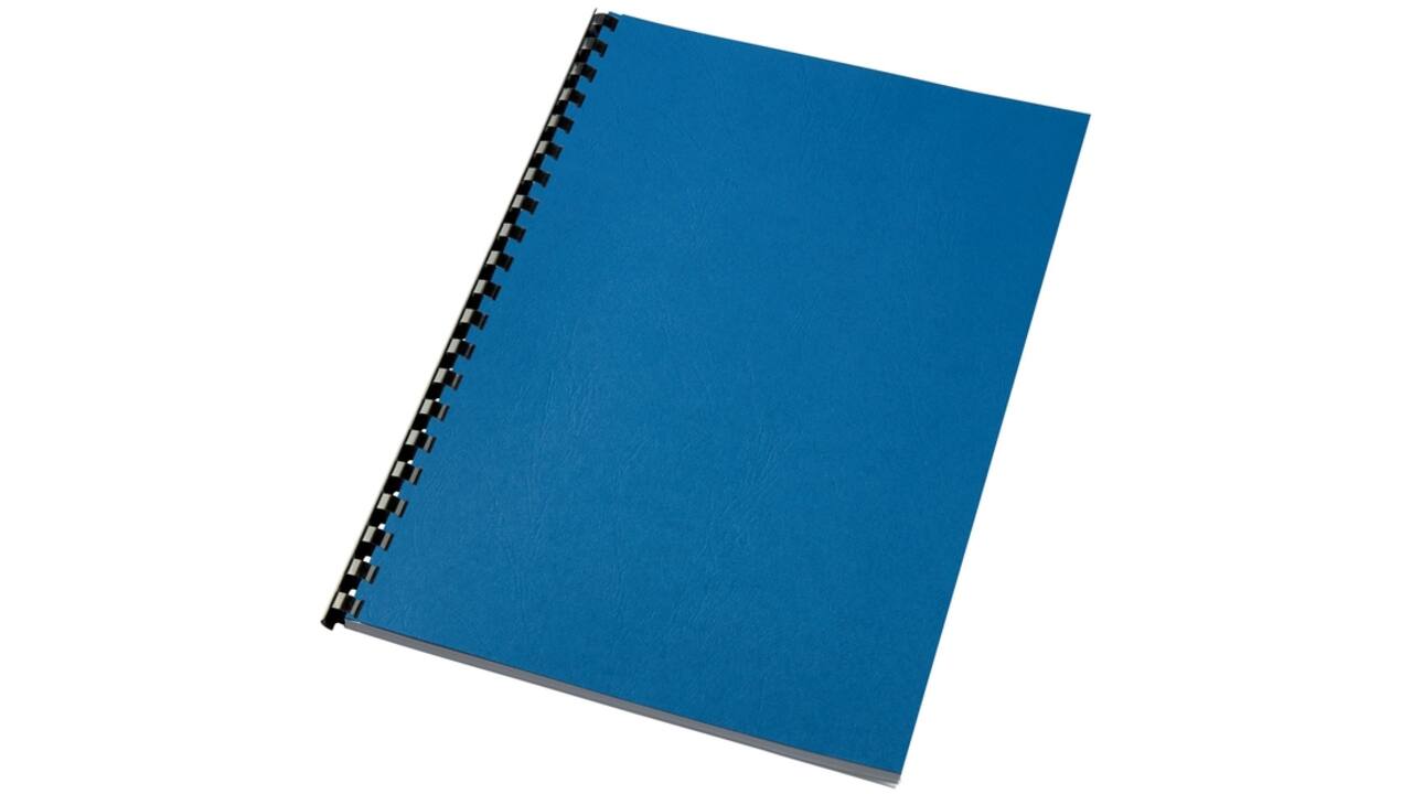 Voorblad GBC A4 lederlook met venster blauw 50stuks