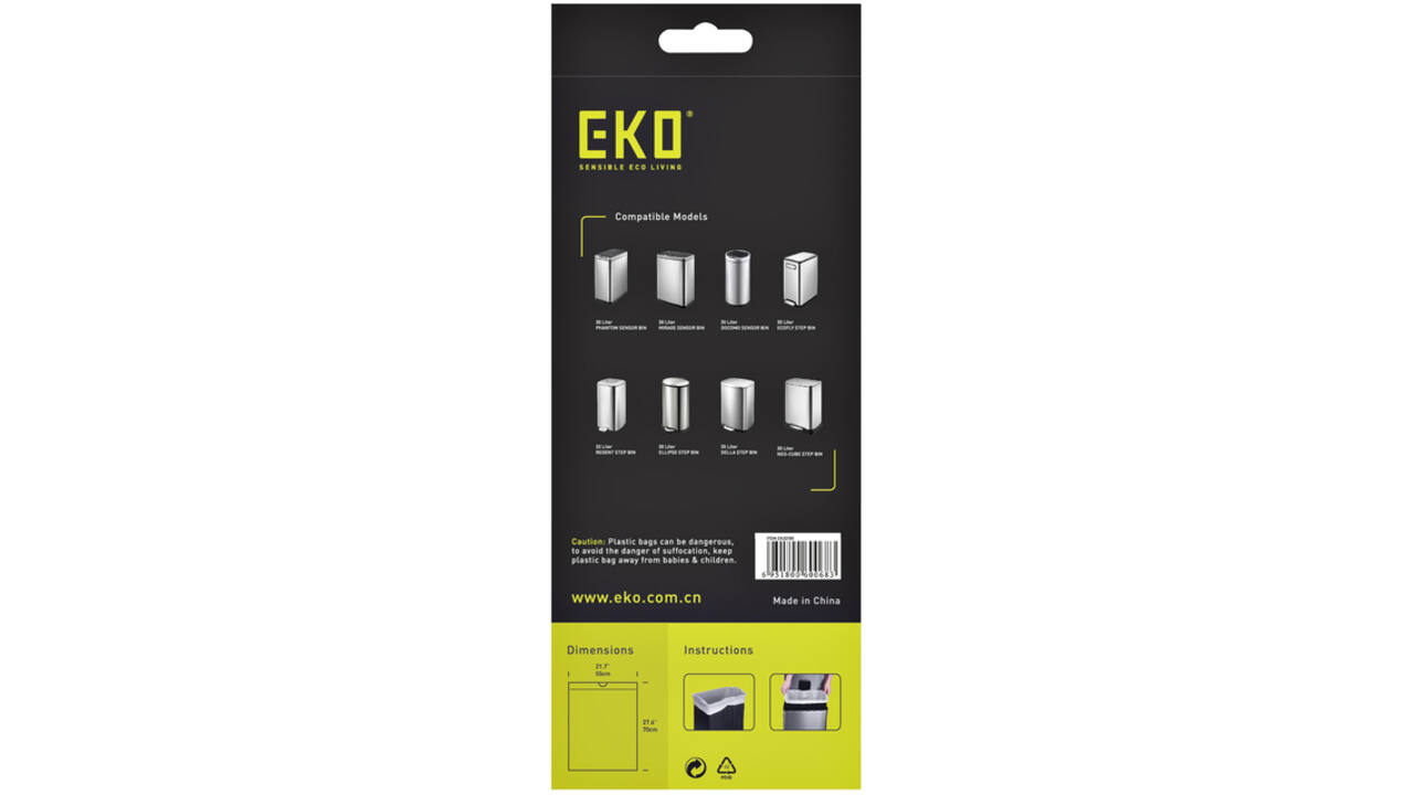 Afvalzak EKO MDPE type E met trekband 55x70cm 25-35L wit