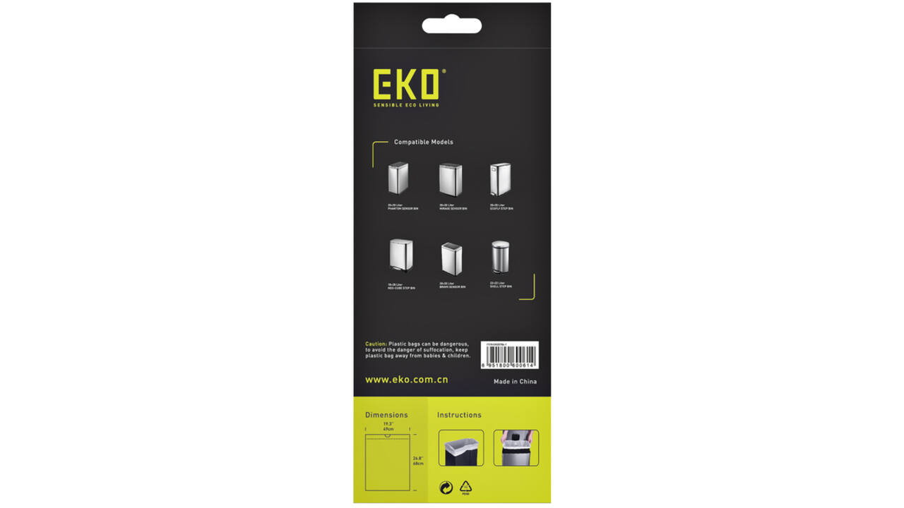 Afvalzak EKO MDPE type F1 met trekband 49x68cm 18-28L wit
