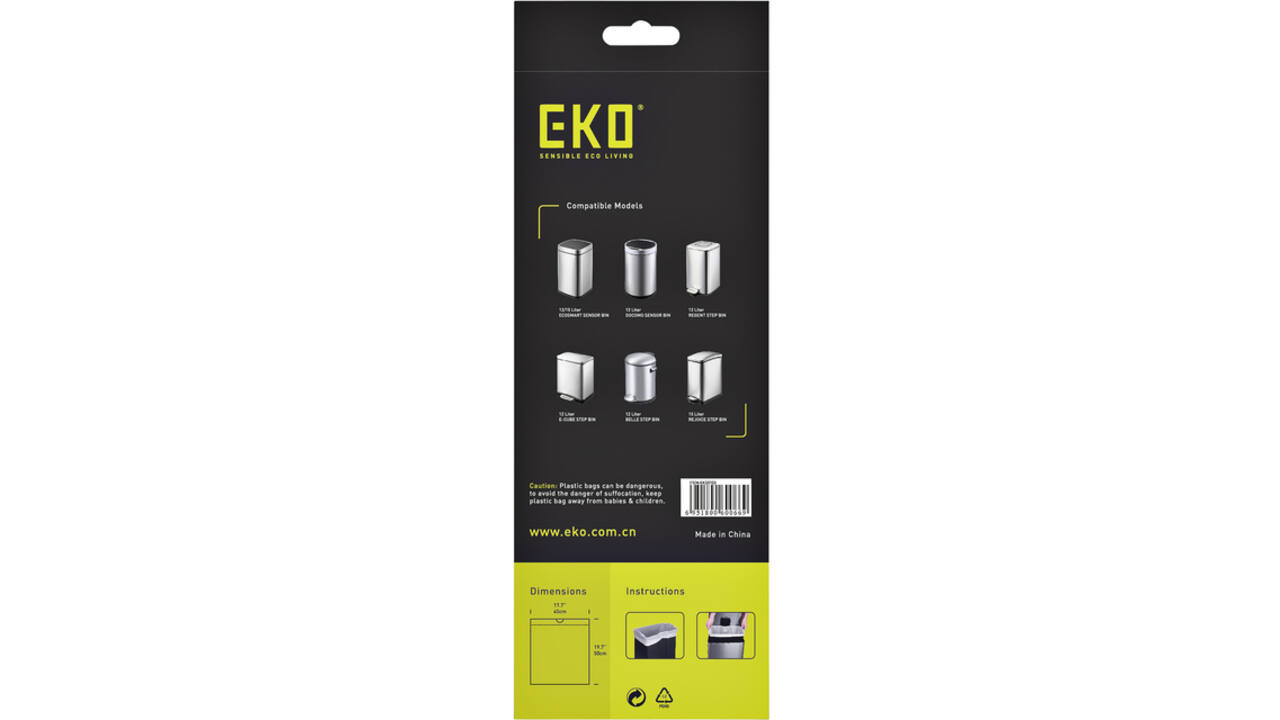 Afvalzak EKO MDPE type C met trekband 45x50cm 10-15L wit