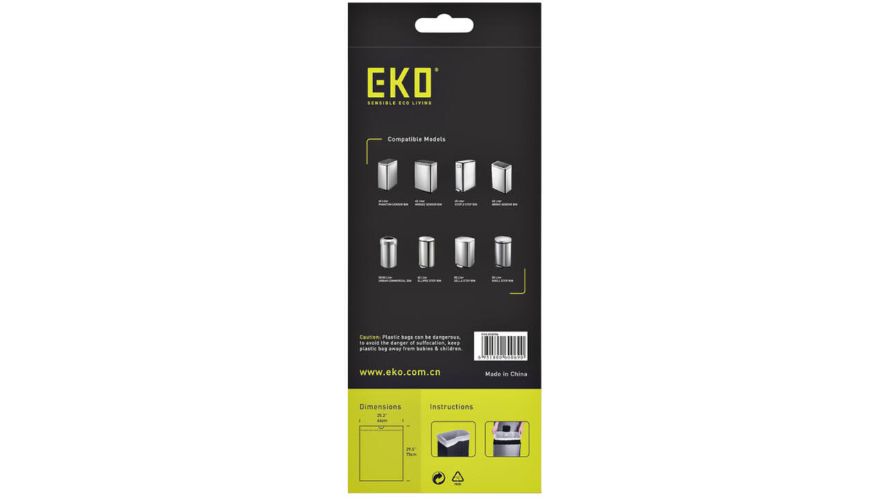 Afvalzak EKO MDPE type F met trekband 64x75cm 40-60L wit