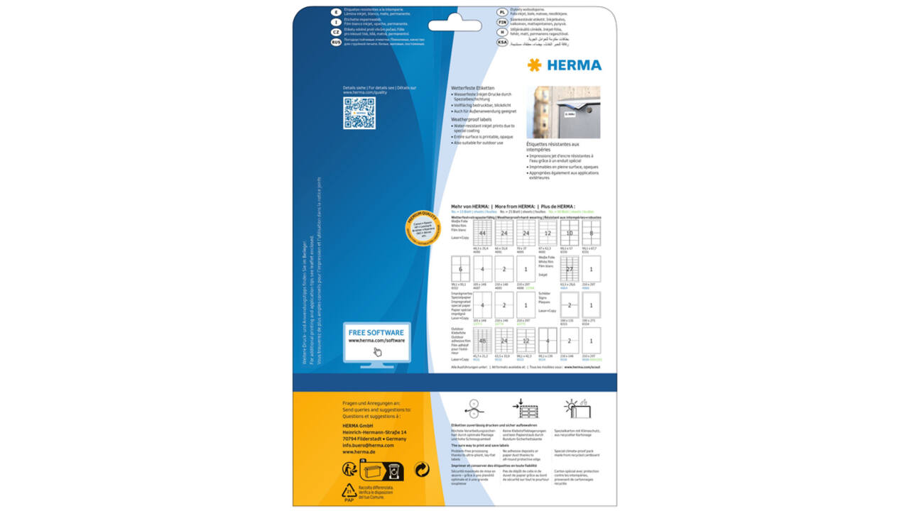 Etiket HERMA 4600 210x148mm folie wit 20stuks