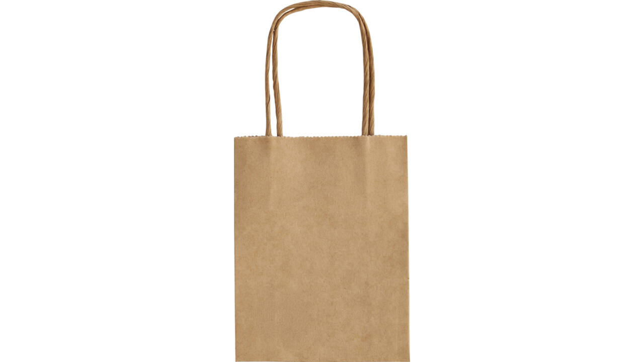 Tas met handvat Folia kraftpapier 125gr 12x15x5.5cm 20 stuks naturel