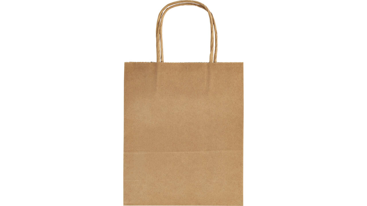 Tas met handvat Folia kraftpapier 125gr 18x21x8cm 20 stuks naturel