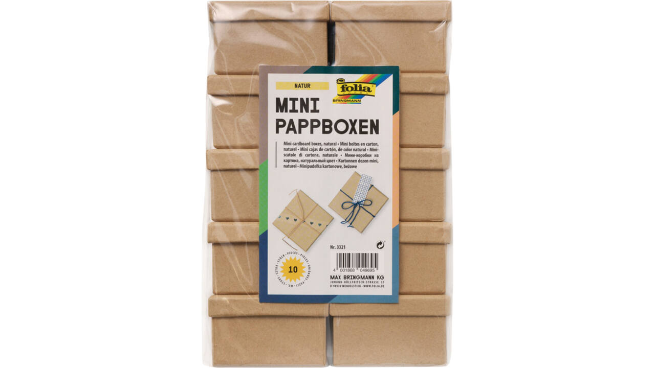 Doos karton Folia mini 7,5x7,5x4,5cm 10 stuks kraft