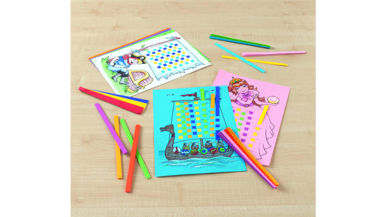 Vlechtpapierset Folia A4 8 designs 24vel inclusief vlechtstroken