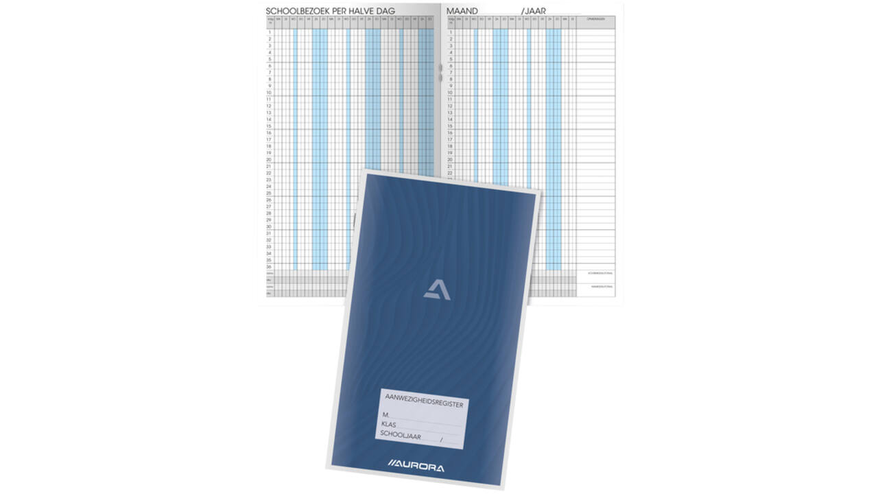 Aanwezigheidsregister Aurora 155x260mm Nederlandstalig 56 pagina's