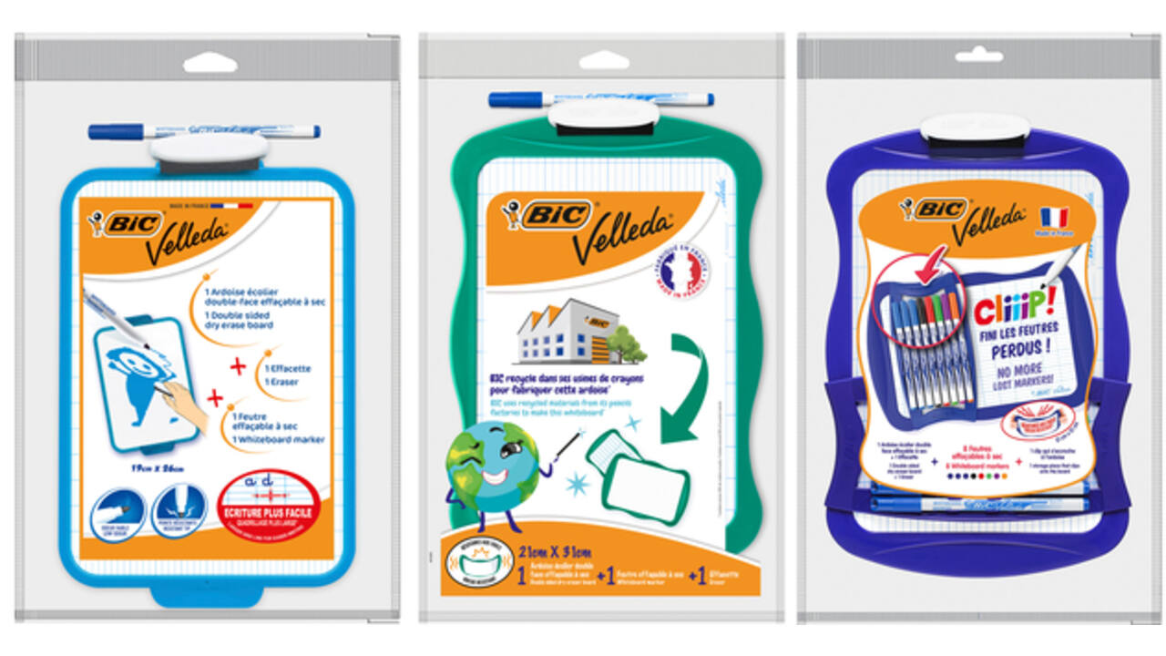 Whiteboard Bic Velleda 21x31cm inclusief 8 stiften en wisser