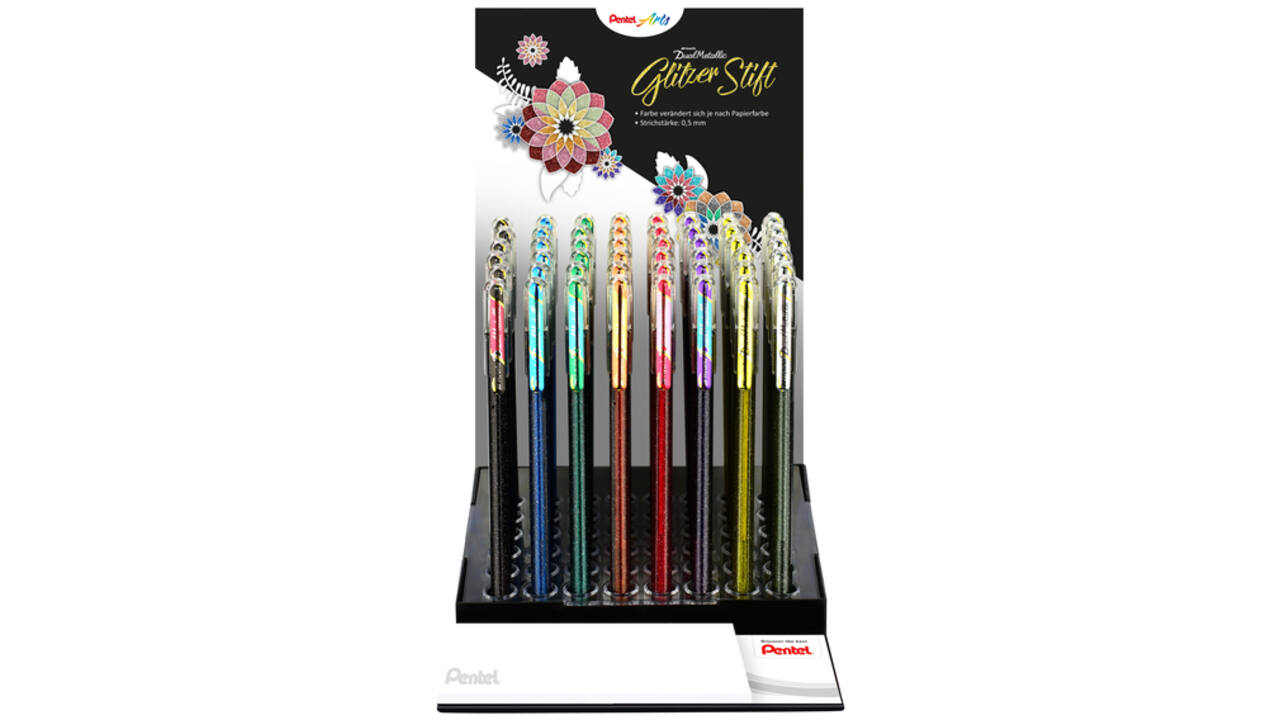 Gelschrijver Pentel K110 Dual medium metallic assorti 8 kleuren