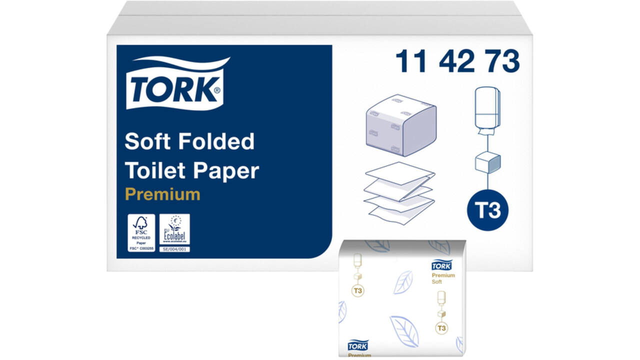 Toiletpapier Tork T3 gevouwen Premium Soft 2-laags 30x252vel 114273