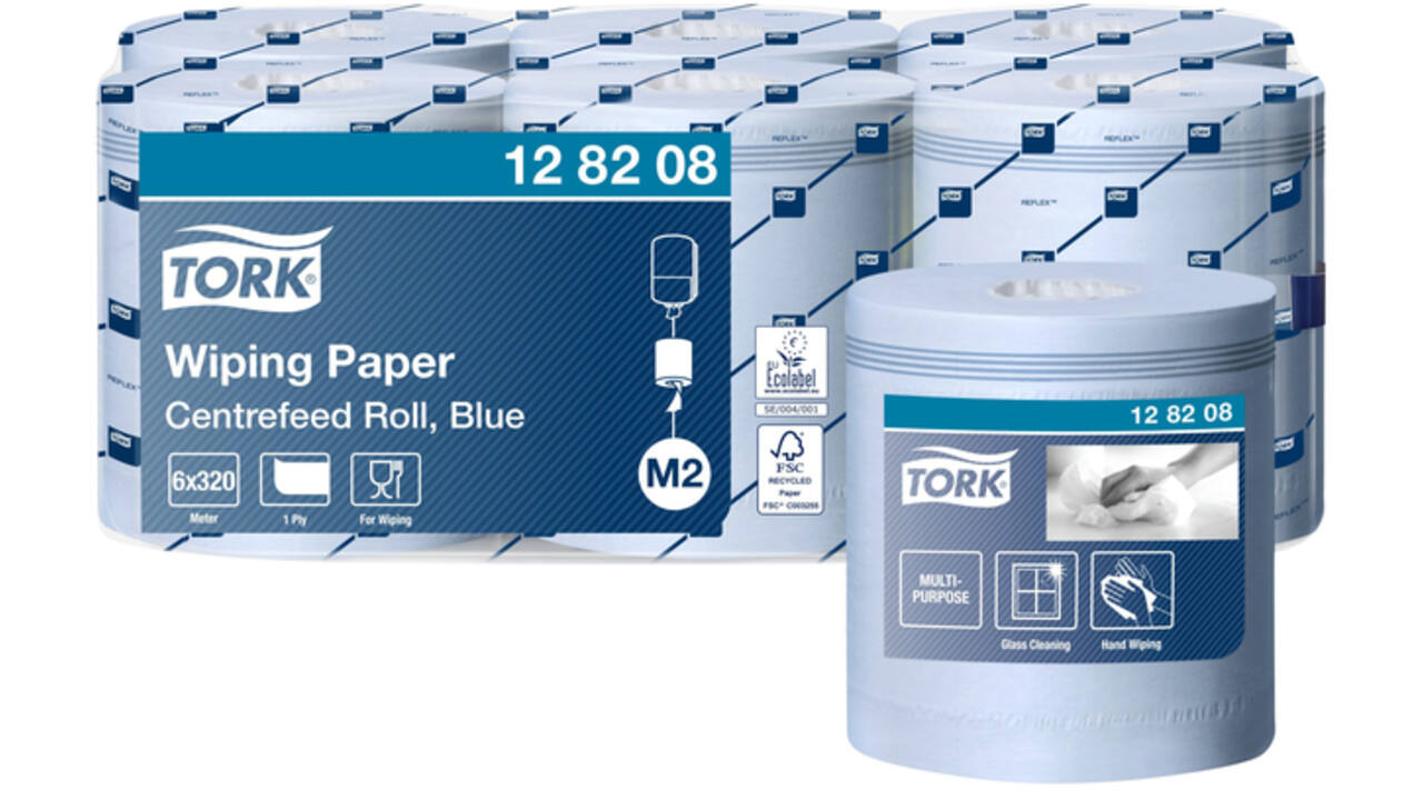 Poetspapier Tork M2 Advanced 1-laags 320m blauw 128208