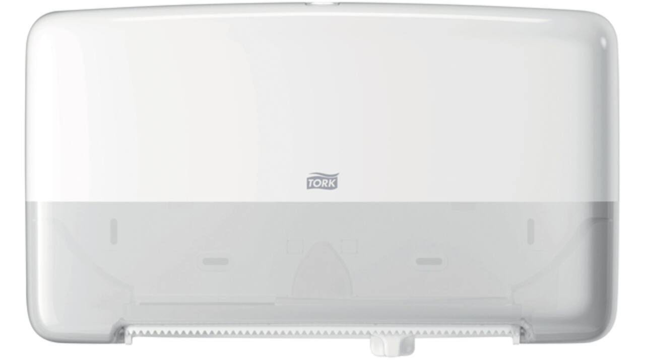 Toiletpapierdispenser Tork Twin Mini T2 Elevation wit 555500