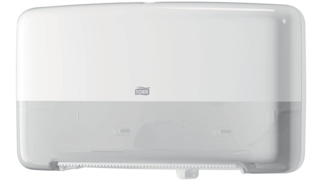 Toiletpapierdispenser Tork Twin Mini T2 Elevation wit 555500