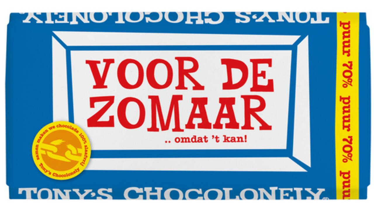 Chocolade Tony's Chocolonely puur zomaar reep 180gr