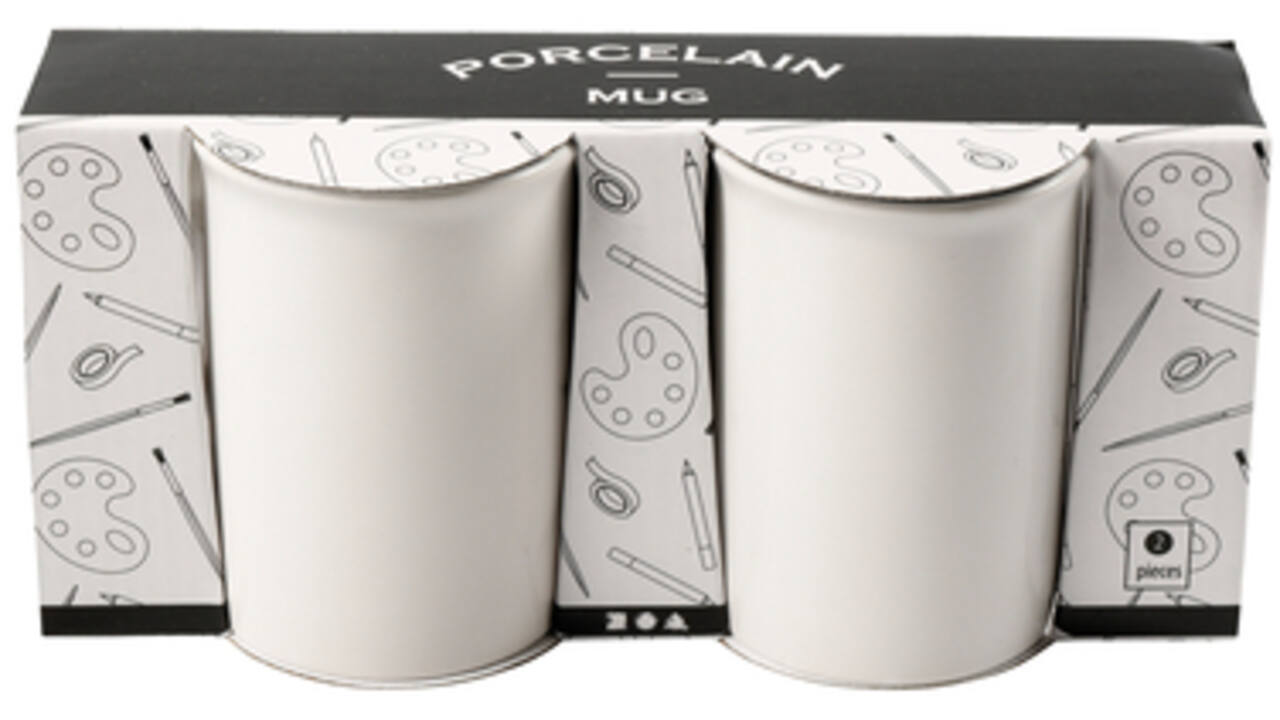 Mok Creativ Company porselein 2 stuks wit