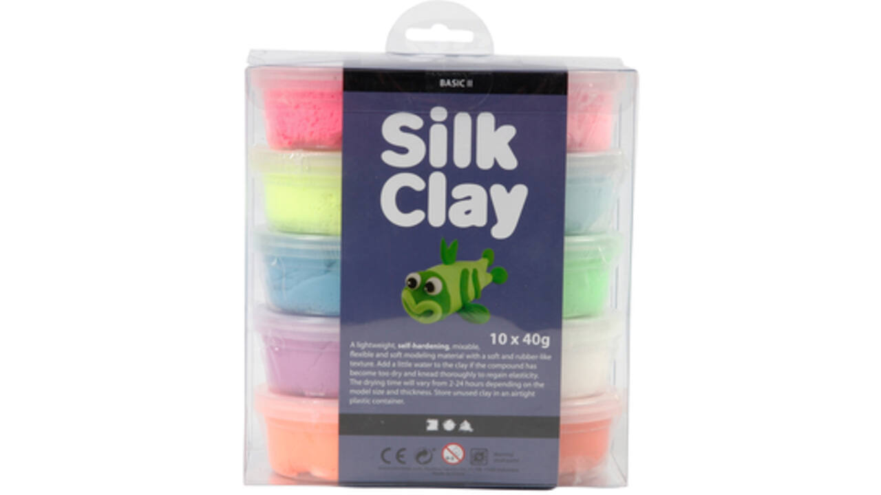 Klei Silk Clay basic-2 10 x 40gr 10 neon kleuren