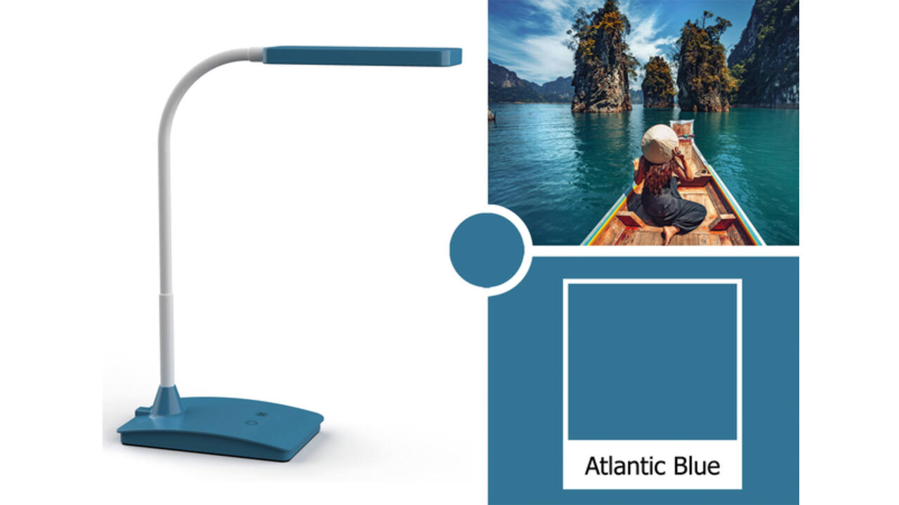 Bureaulamp MAUL Pearly LED voet dimbaar colour vario atlantic blue