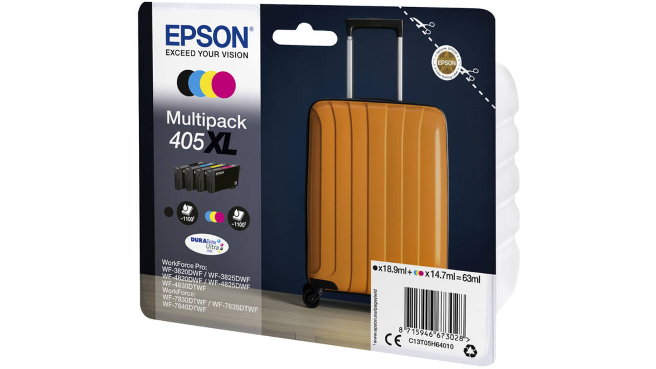 Inktcartridge Epson 405XL T05H64 zwart + 3 kleuren