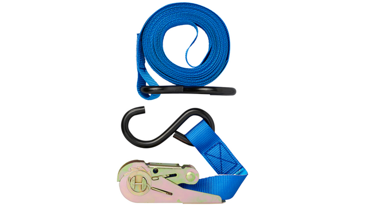 Spanband ProPlus blauw met ratel en 2 haken 5m