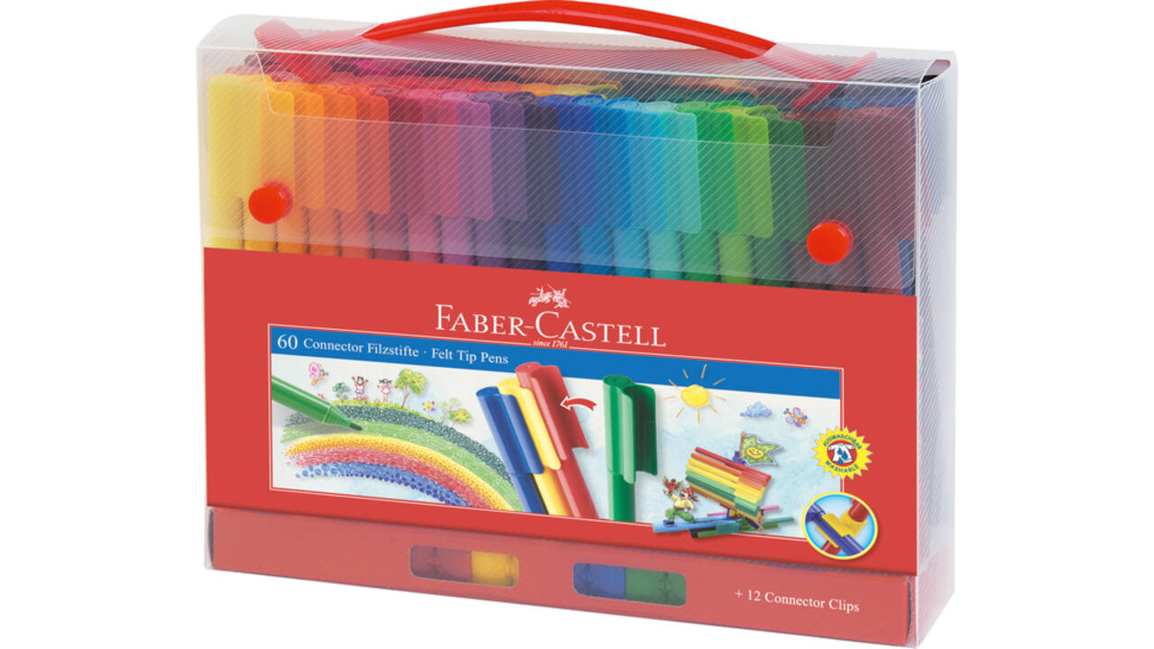 Kleurstift Faber-Castell Connector assorti koffer à 60 stuks