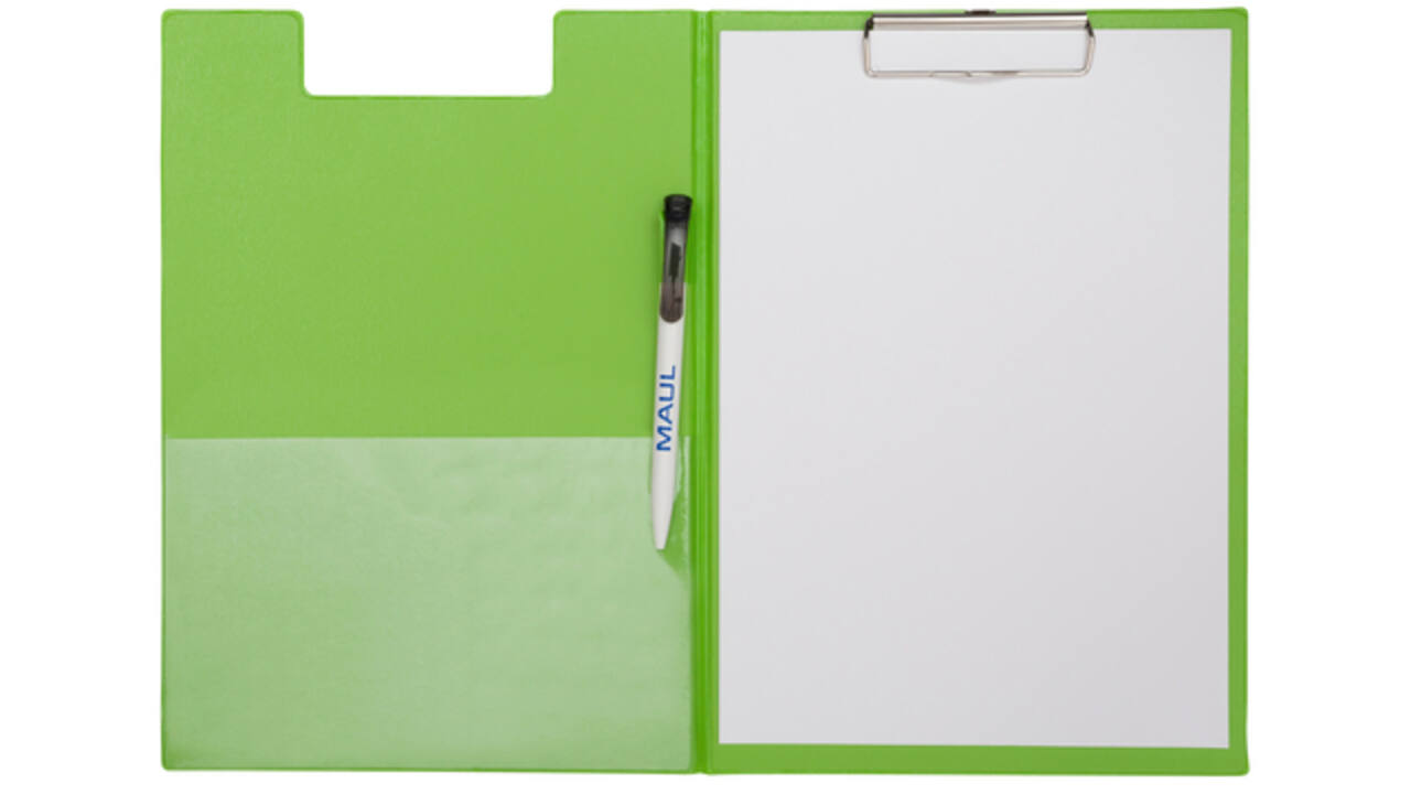 Klembordmap MAUL A4 staand met penlus PVC neon groen
