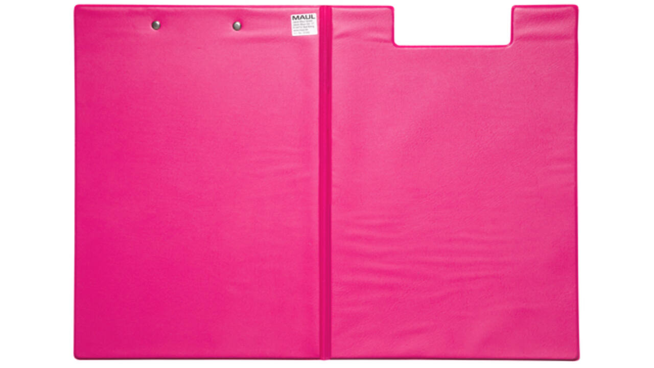 Klembordmap MAUL A4 staand met penlus PVC neon roze