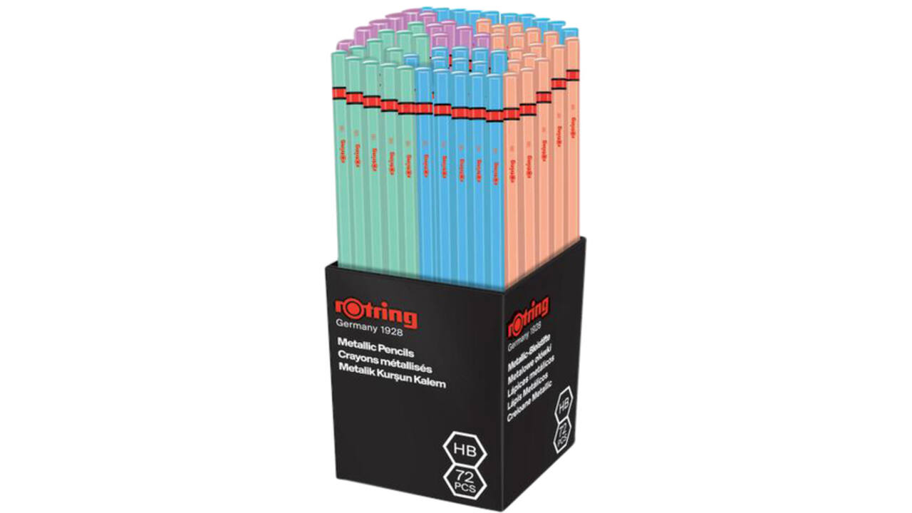 Potlood rOtring woodcase zeshoekig HB metallic assorti