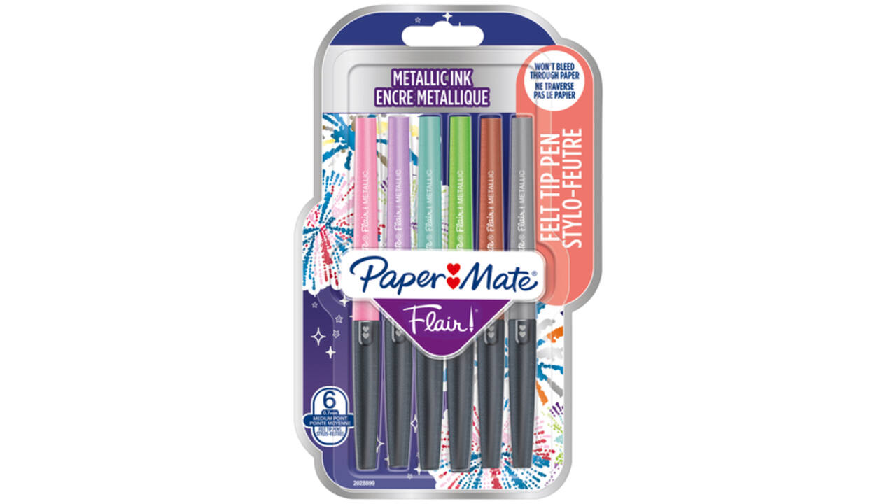 Fineliner Paper Mate Flair Metallic medium blister à 6 stuks