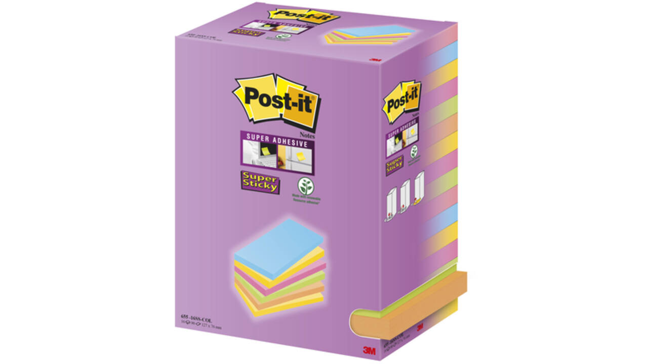 Memoblok Post-it 655 127x76mm assorti 16 stuks