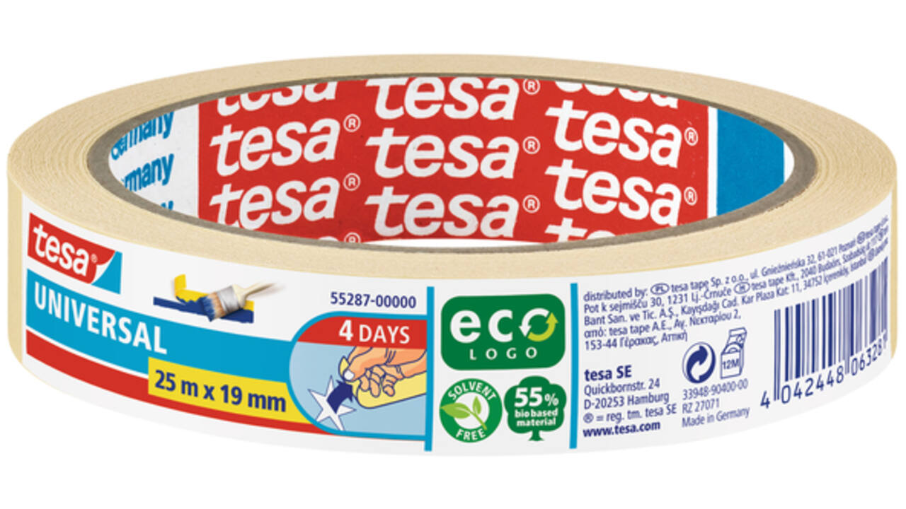 Afplaktape tesa® Economy 25mx19mm geel