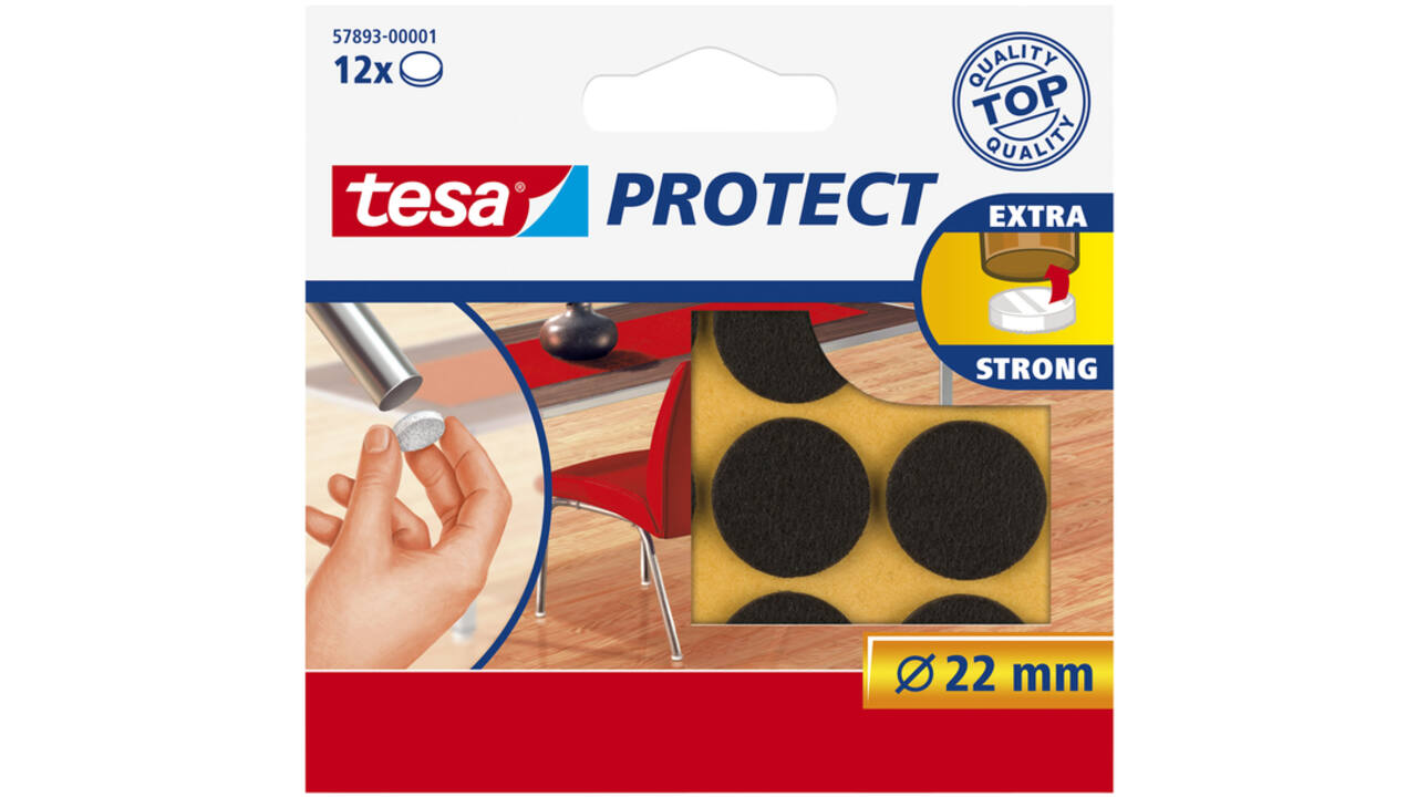 Beschermvilt tesa® Protect anti-kras Ø22mm bruin 12 stuks
