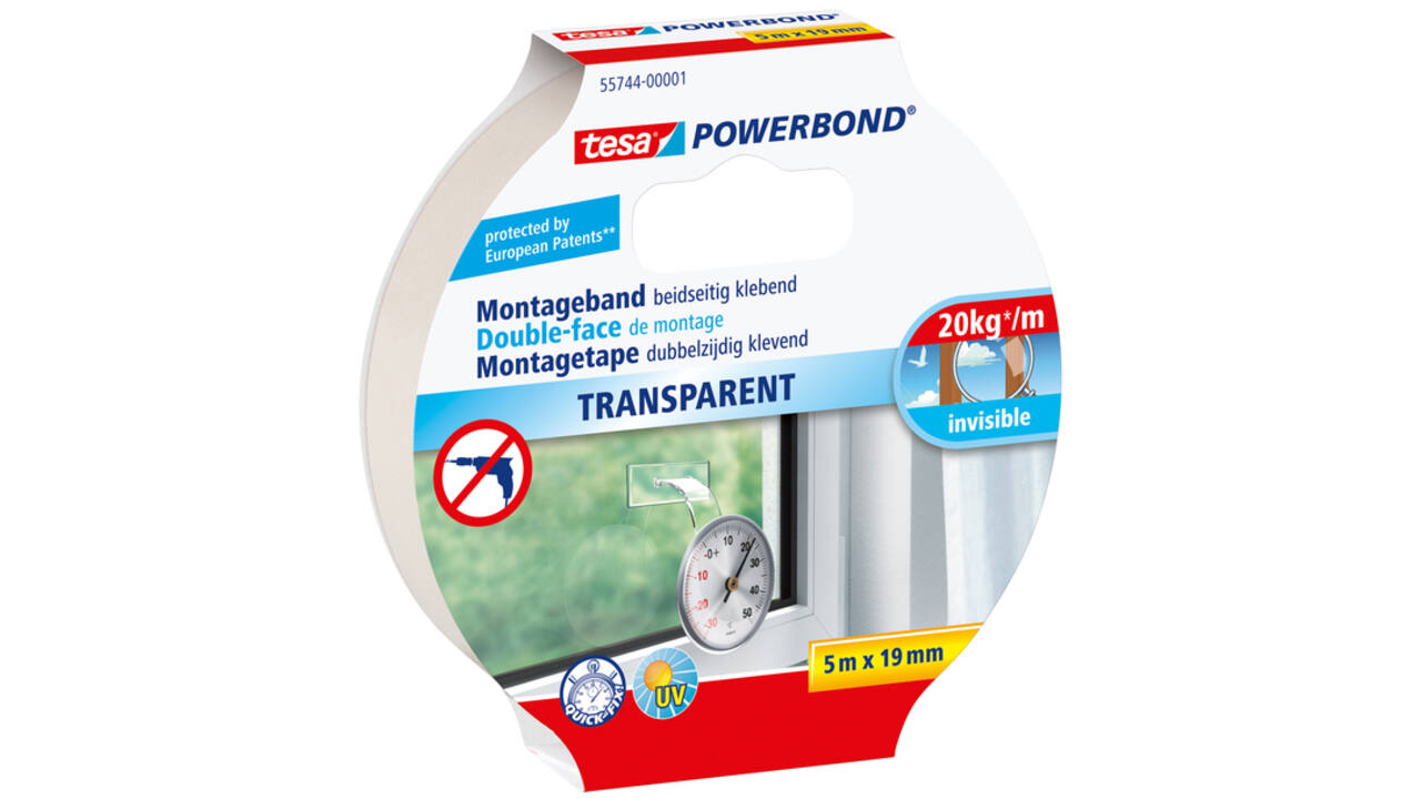 Montagetape tesa® Powerbond dubbelzijdig 5mx19mm transparant