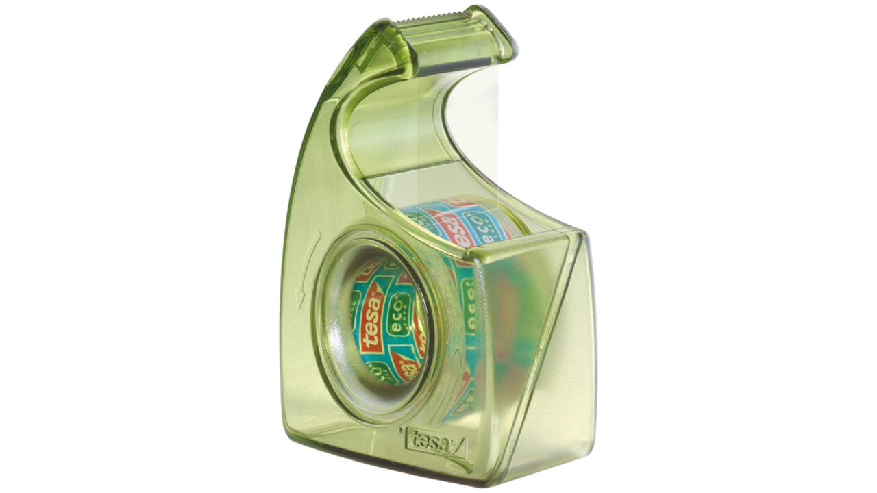 Plakband handdispenser tesafilm® eco & clear 33mx19mm + Easy Cut hand ecoLogo®