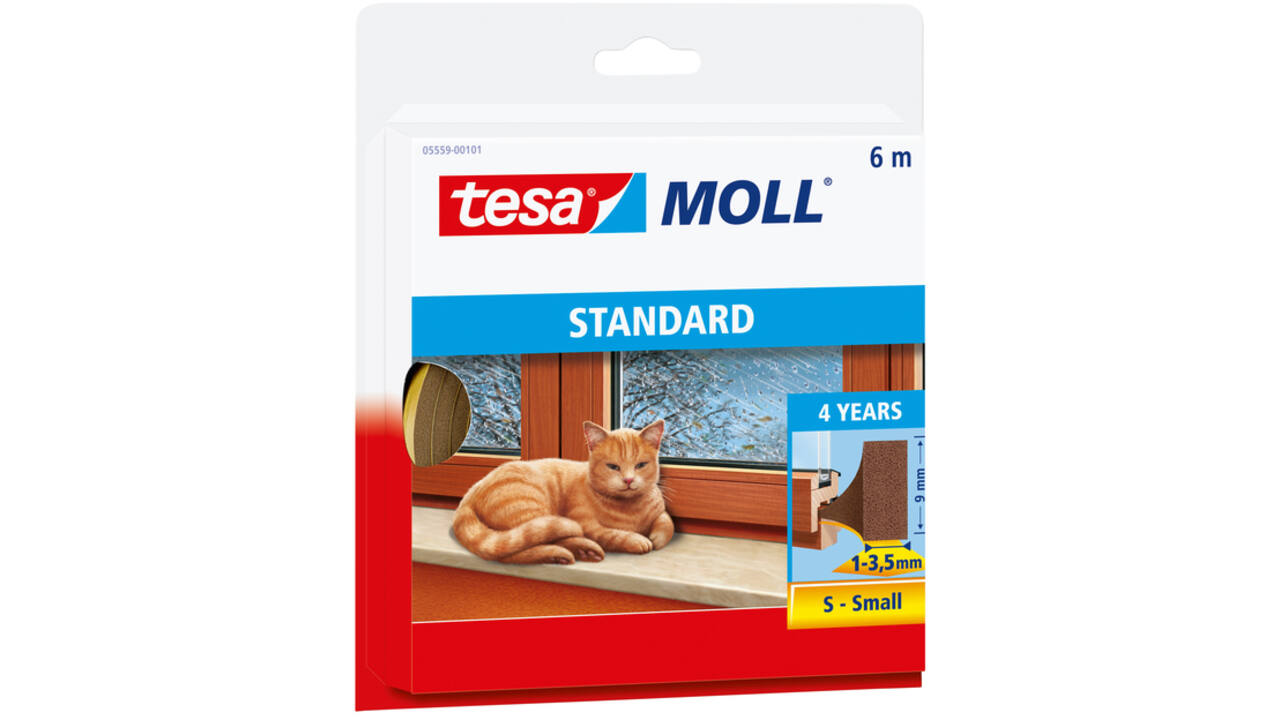 Tochtstrip tesamoll® Standard I-Profiel zelfklevend 6mx9mm bruin