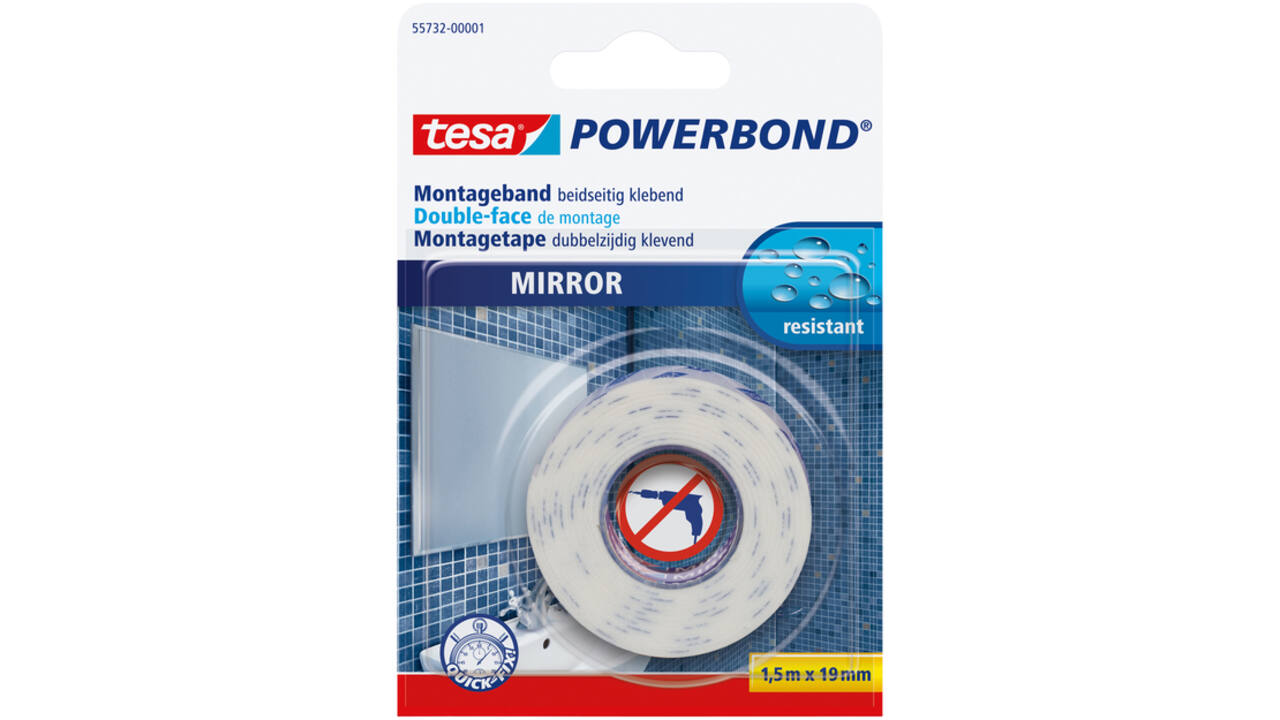 Montagetape tesa® Powerbond Spiegel dubbelzijdig 1,5mx19mm