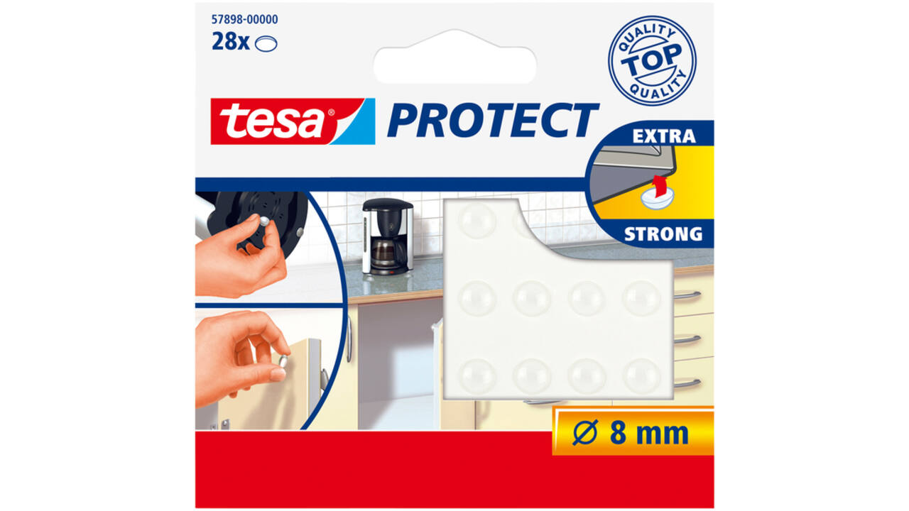 Anti-slip en geluiddempers tesa® Protect rond Ø8mm transparant 28 stuks