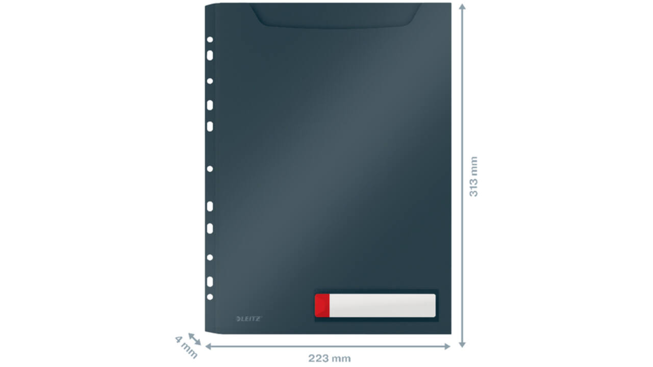 Insteekmap U-model Leitz Cosy harmonica A4 met perforatiestrip PP grijs