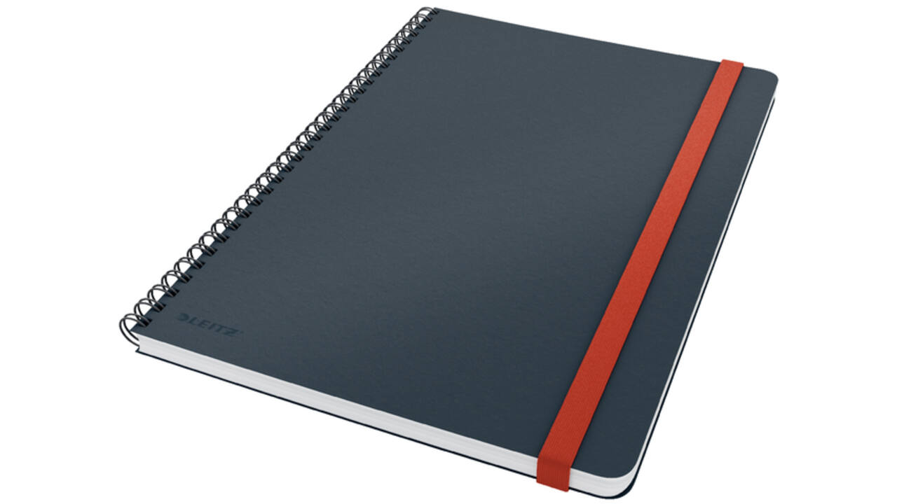 Notitieboek Leitz Cosy B5 160blz 100gr spiraal lijn grijs