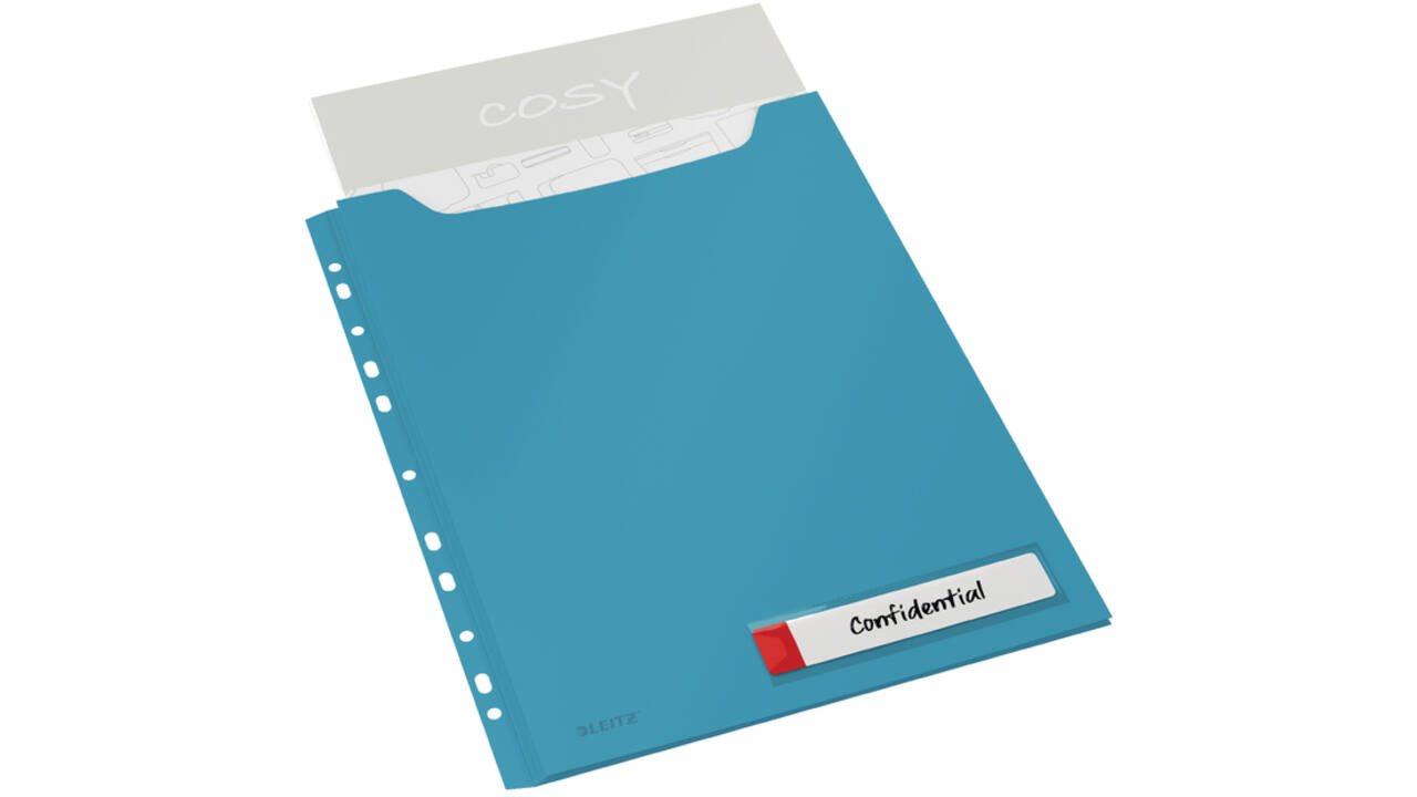 Insteekmap U-model Leitz Cosy harmonica A4 met perforatiestrip PP blauw