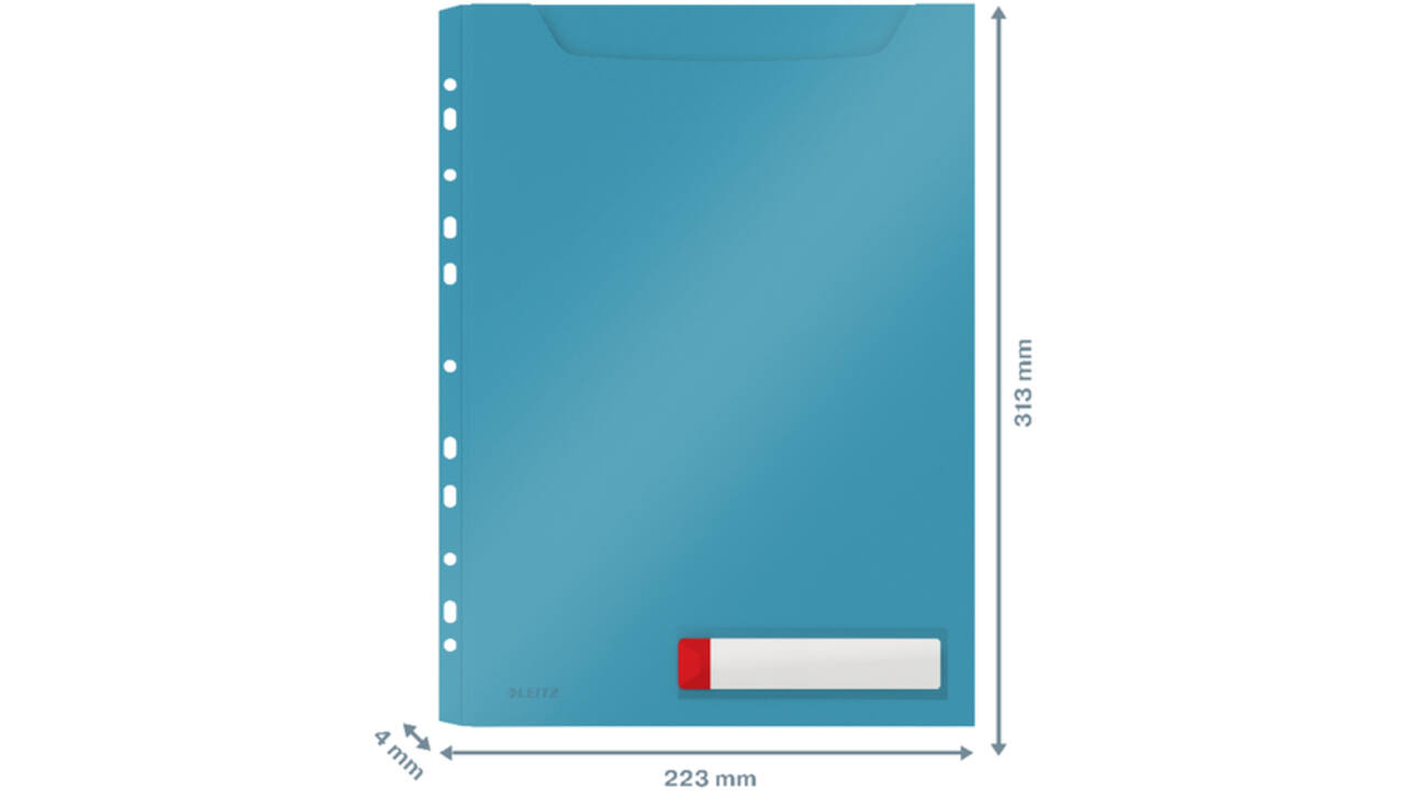 Insteekmap U-model Leitz Cosy harmonica A4 met perforatiestrip PP blauw