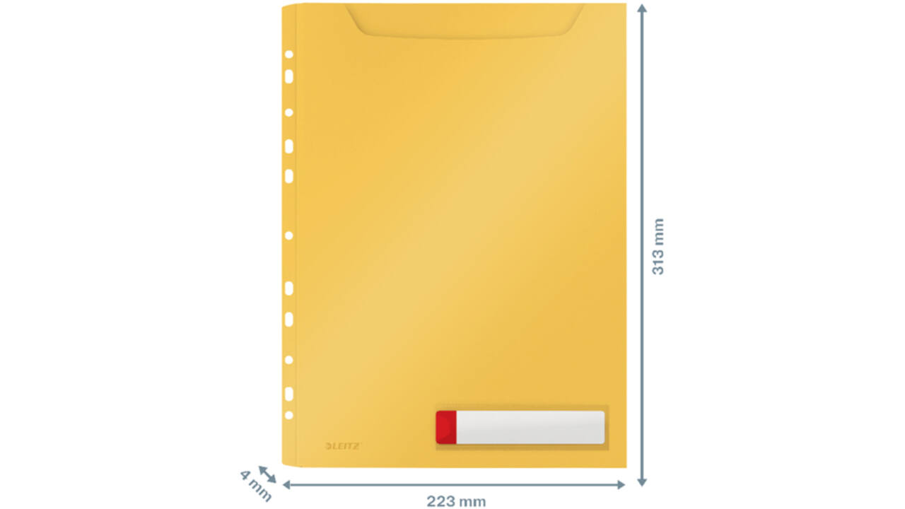 Insteekmap U-model Leitz Cosy harmonica A4 met perforatiestrip PP geel