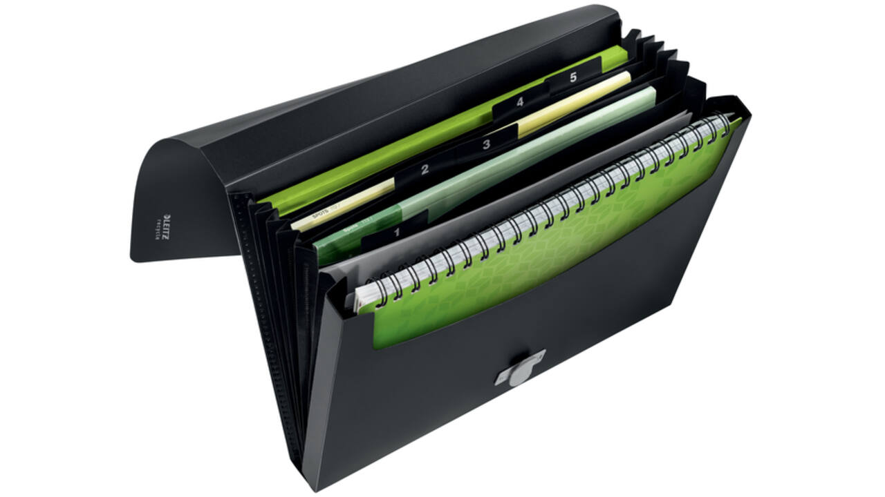 Projectmap Leitz Recycle A4 5-vaks PP zwart