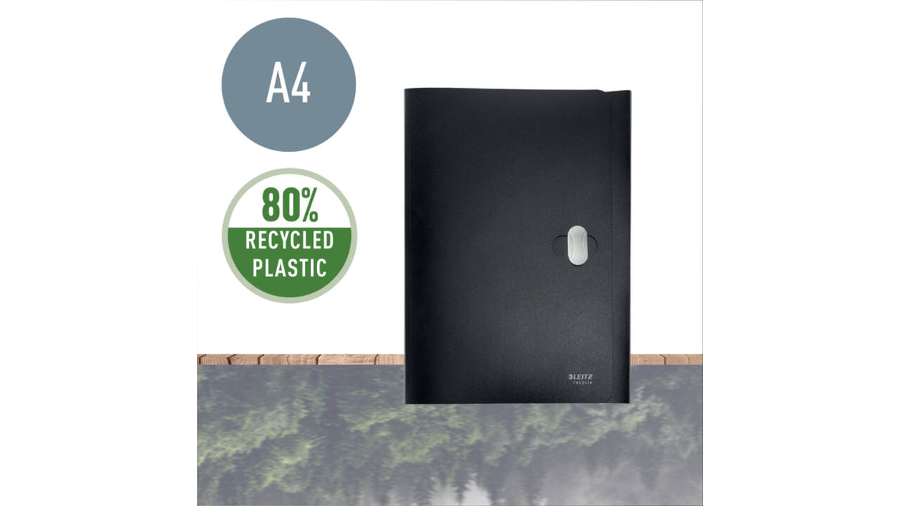 Projectmap Leitz Recycle A4 5-vaks PP zwart
